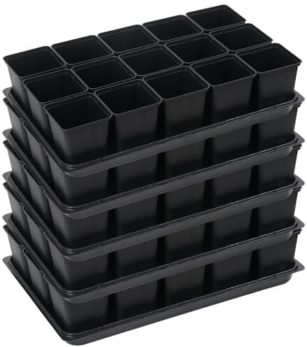 Tymar 15x Anzuchttöpfe mit Untersetzer, Blumentopf mit Pflanzschalen, mit Tablett, Shuttle-Trageschalen (Anzuchttöpfe 9x9 + Untersetzer, 5 Pack)