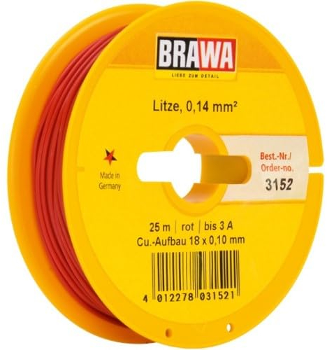 Brawa 3152 Litze, 0,14mm², rot, 25m