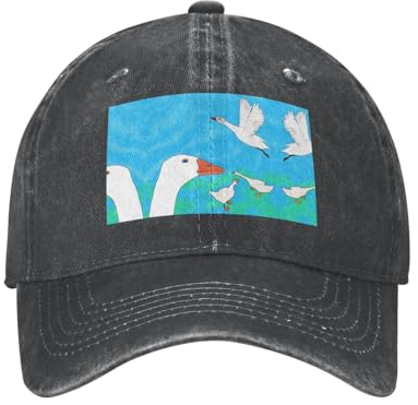 Happy White Goose Trucker-Mütze, verstellbar, Metall, Snapback, Cowboy-Baseballkappe, Unisex, schwarz, Schwarz , Einheitsgröße