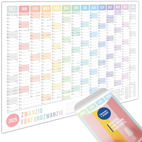 heaven+paper Jahresplaner 2026 A1 Wandkalender 2026 gefaltet | großer Kalender mit großen Feldern & fröhlichen Farben | Wandplaner mit Feiertagen, Kalenderwochen | modern für Schule, Familie, Büro