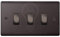 BG Black Nickel 3 Gang Light Switch in Double Plate Format Custom Switch
