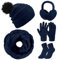 Xnova Wintermütze Damen Fleece Gefütterte Schal Handschuhe Ohrenwärmer und Socken Set 5 in 1, Warme Winddicht Touchscreen Handschuhe Strickset Combo Winterzubehör Geschenke Für Frauen(Blau)