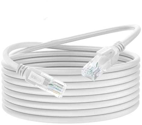 Dutevolns Ligiud Silicone Cat 6 Ethernet Cable 1M, Ultra Flexible Cat 6a Rj45 Cable, Soft Gigabit Lan Lead for Mac, PC, Router, Ps4/5 (White)