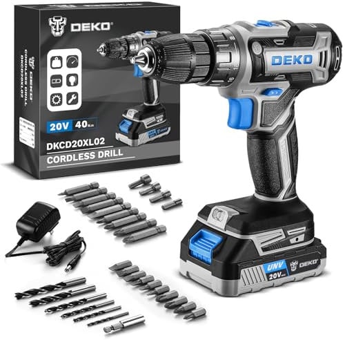 Kit Trapano a Batteria: DEKOPRO 20V 30 Pezzi Avvitatore a Batteria 40N.m - Con Batterie e Caricabatterie Trapano a Batteria Per Progetti Domestici, Fai da te