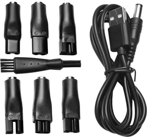 5V Caricabatterie USB Universale Cavo Rasoio Caricatore Alimentatore, Cavo da USB a DC con 6 adattatori spina, Kit Adattatore di Alimentazione per Braun Rasoio, per Vari 5V Tagliacapelli/Epilatori