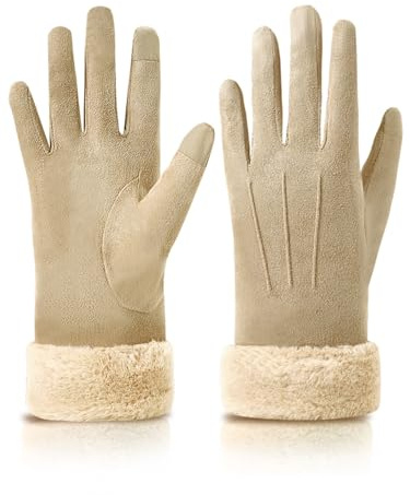 Knuffnee Damen Winter Handschuhe Fleece Gefütterte Handschuhe Warm Touchscreen Handschuh
