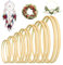 14 Stück Bambus Floral Hoop Set, Kranzringe aus Holz in 7 Verschiedenen Größen, Bambusringe Zum Basteln, Weihnachten Bambus Ringe, Traumfänger Ringe für DIY Blumenkranz Türkranz Fensterdeko