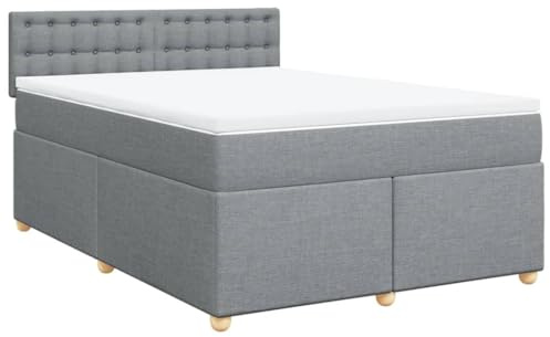 vidaXL Boxspringbett mit Matratze Hellgrau 160x200 cm Stoff