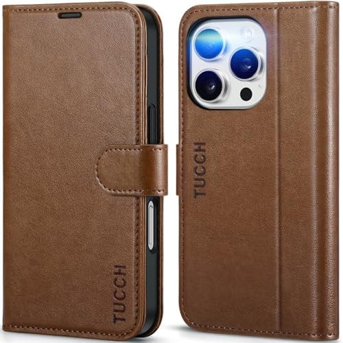 TUCCH Case for iPhone 16 Pro (6.3) 2024, Magnetic PU Leather Wallet Folding Case with[Viewing Stand]Folio Flip Cover[Shockproof TPU][RFID Blocking][Card Holders]Compatible with iPhone 16 Pro, Brown