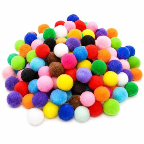 Perlin Pompons Flüschbälle Pompon 30mm - 3cm Mix Farben Bommel Nähen Bunt Tilda Basteln Borte Bälle für Lustige DIY Kreative Handwerk (30mm 100stk)