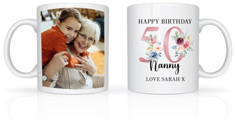 GuteGifts Personalised Happy Birthday Photo Mug Ceramic Coffee Cup | Gifts for Her Mum Daughter Nanny Auntie Sister Friends - 11OZ