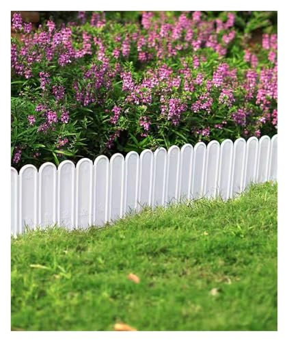 Rasenbegrenzungszaun, 10-teilig, Gartenbegrenzung, Kunststoff-Rasenkanten, Rasenkantenstreifen, Flexible Rasenkante, weißer Gartenzaun for die Gestaltung von Weglandschaftspflastern