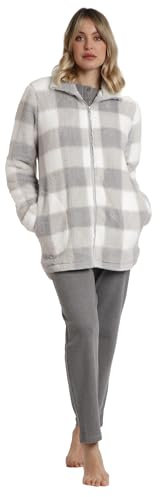 Stay AT Home Camice Manica Lunga Calentita Telaio Vichy da Donna, grigio, XL