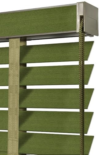 Green White Black Brown Wood Blinds 100 120 160 180 200 Cm Wide, Horizontal Blind for Velux Roof Windows/ Caravan/ French Doors, Privacy Curtain Shutters/ Wide Slat Venetian Blinds(Green,200cm x 240cm