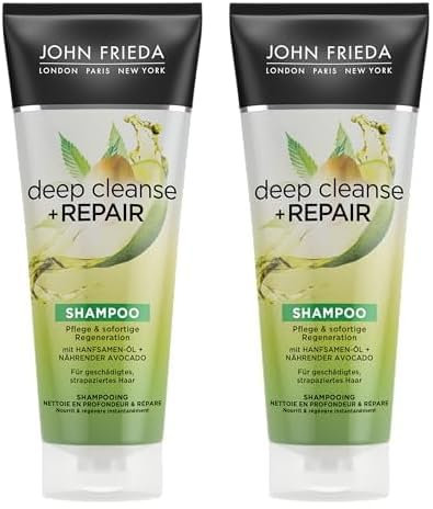 John Frieda Deep Cleanse & Repair Shampoo - Inhalt: 250 ml - Pflege & sofortige Regeneration - Mit nährender Avocado (Packung mit 2)