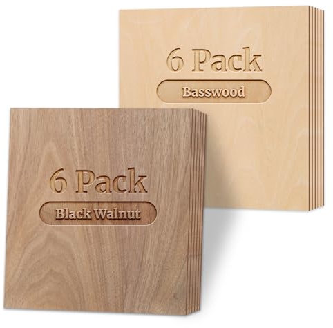 Creatorally Sperrholz 3mm, Laser Sperrholzplatte 12 Stück 30x30 cm Lasercut Holz, Holzplatte zum Lasern Gravur, CNC Schneiden, Malerei, DIY Modell (Schwarz Walnut und Linde)