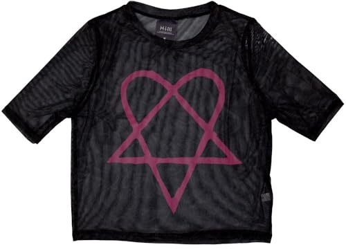 Rock Off officially licensed products HIM Pink Heartagram Mesh Crop Top L