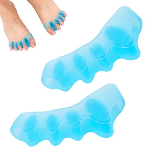Lot de 2 Séparateurs d'Orteils pour Pédicure, en Silicone Bleu Espaceur d'Orteils Souple Correcteur d'Orteils pour Femmes Hommes Orteils Qui se Chevauchent Vernis à Ongles