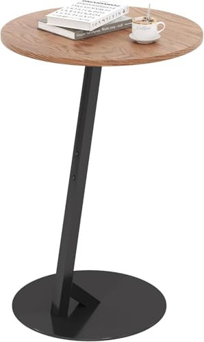 HAOHEJIA Beistelltisch C Form, Kleiner Beistelltisch Couch Rund für Kaffee Snacks Pflanzen, Sofa Side Table für Wohnzimmer Schlafzimmer