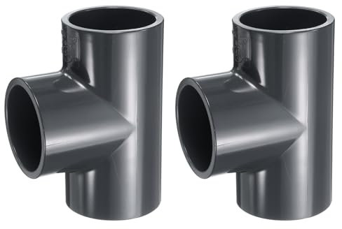 sourcing map 2 raccordi a T in PVC da 5,1 cm a 3 vie per mobili, raccordi a gomito per tubi di scarico per fognature idrauliche forniture idriche costruire giardino