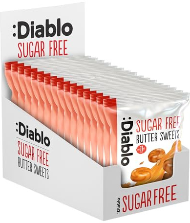 Diablo Sugar-Free Candy Butter Sweets, Healthy Sweets Sweetened with Maltitol, Sugar-Free Treats for All Occasions, Ideal for Gift Boxes, Mother’s Day & Father’s Day – 75g, Pack of 16