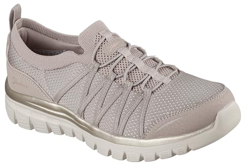 Skechers Women's Graceful Purecrush Slip-On Sneakers, Taupe/Gold Knit, 3 UK