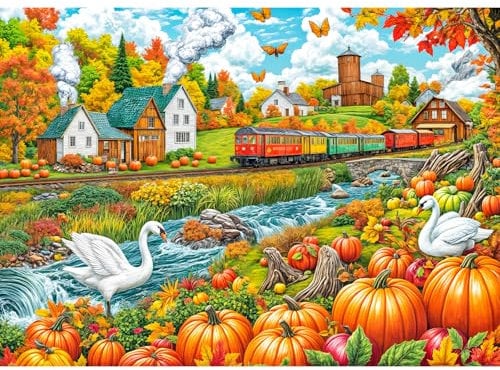 TangComplete - Puzzles 1000 Pieces for Adults jigsaw puzzles for adults 1000 Piece Puzzle Challenging Game for The Whole for Women, Gifts for Men, Theme: Harvest Town