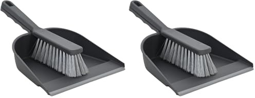 YORK Handfeger und Schaufel mit Gummi - Handkehrset - Kehrblech und Handfeger Set Hergestellt aus Regranulat - Ökologisches Kehrset Schwarz (Packung mit 2)