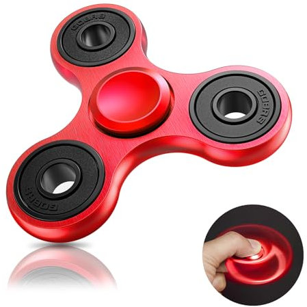 Coolden Fidget Spinner Metall Fidget Toys EDC Hand Spinner Hochwertig Schleuderzeit 2-5 Min Angst Anti Stress Spielzeug Geschenk für Kinder Erwachsene Edelstahl Finger Kreisel für Büro Schule Rot