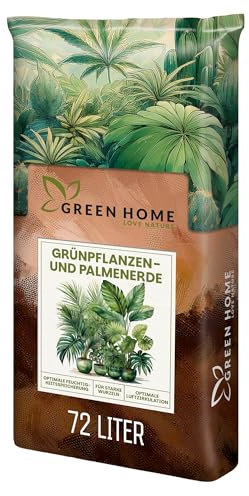 Green Home Grünpflanzen- & Palmenerde 72L – Pflanzenerde für Palmen, Grünpflanzen & Zimmerpflanzen – Mit Torf & Holzfasern – Hochbeet-Erde & Gemüseerde für gesundes Wachstum