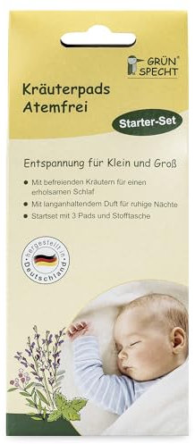GRÜNSPECHT Kräuterpads „Atemfrei“ zum Durchatmen in der Erkältungszeit, beruhigend, Starter-Set mit 3 Duftpads und Stofftasche fürs Handgelenk (1502-V2)