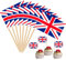 200 Pcs Small UK Flag Toothpick Toppers Picks, Mini British Union Jack Cupcake Flags on Wooden Sticks Tooth Picks for British National Day, King’s Coronation, Drinks, Cocktails, Desserts Decorations