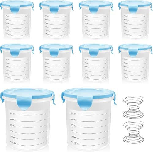 Paint Storage Containers with Lids and Mixing Balls, 800 ml, 8 Sets | Clear 800 ml Containers with Lids, Mixing Balls and Labels for Organising Leftover Touch-Up Paint