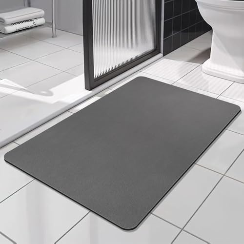 SOLIC Badematte Rutschfester Superabsorbierende Badezimmerteppich, schnelltrocknende Badvorleger, Saugfähige Badvorleger,Duschvorleger für Dusche, Badewannen und Badezimmer (Dunkelgrau, 60x150cm)