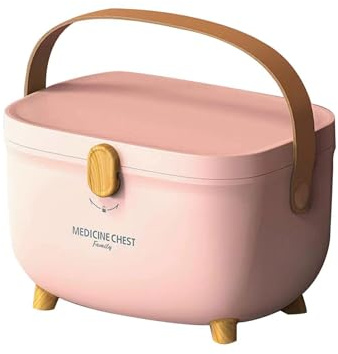 Severnier Medizinbox, Arzneimittel box, medicine box, Hausapotheke mit 2 compartments, medizin aufbewahrung, medikamenten organizer für arzneimittel für zu Hause, im Freien (Rosa)