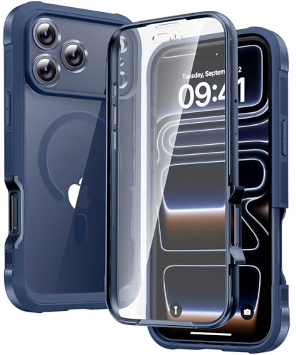 Diaclara Magnetic for iPhone 17 Pro Max Case with Screen Protector,DeepBlue | Fit for MagSafe, Built‑in Anti‑Scratch Touch‑Sensitive Screen Protector, 360° Dual‑Layer Rugged, Mil‑Grade Drop Protection