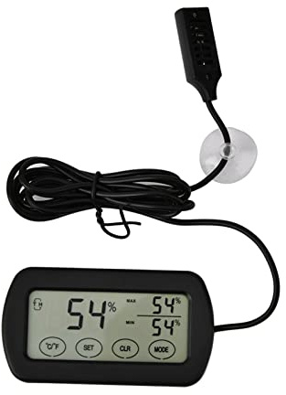 Termometro e igrometro per incubatrice di uova con display LCD, monitor digitale di temperatura e umidità per terrari con ventosa, commutabile °F/°C per un controllo ambientale pre