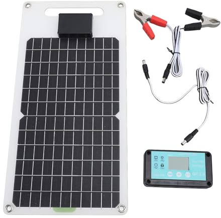 Panneau Solaire Monocristallin 50W, Contrôleur de Charge 100A 12V 24V, Double Port USB TYPE C et Sortie DC - Charge Rapide, Protection Multi - Sécurités, Usage RV et Caméra de