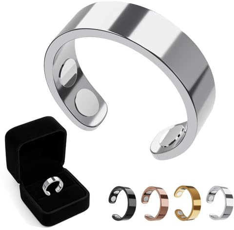schlafhimmel Nevolta Vital Magnetring Wechseljahre Ring, Vital Magnetfeldtherapie-Ring Damen Herren, Akkupressurring mit Magneten für Schlafqualität und Hormonelle Balance (Silber)