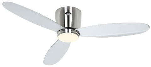 CasaFan Deckenventilator ECO PLANO II 112, Chrom gebürstet - Silber mit WLAN und Licht