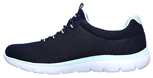 Skechers Damen Summits Sneaker, Navy Mesh Aqua Trim, 35.5 EU