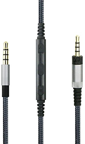 Cavo audio di ricambio con microfono in-line controllo volume remoto compatibile con cuffie Sennheiser HD4.40, HD 4.40 BT, HD4.50, HD 4.50 BTNC, HD4.30i, HD4.30G, compatibile con iPhone, iPod