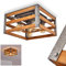 Deckenleuchte Mallard, Deckenlampe aus Holz/Metall in Braun/Silber, 4-flammig, 4 x E27-Fassung max. 28 Watt, eckige Leuchte im Retro/Vintage Design, LED geeignet