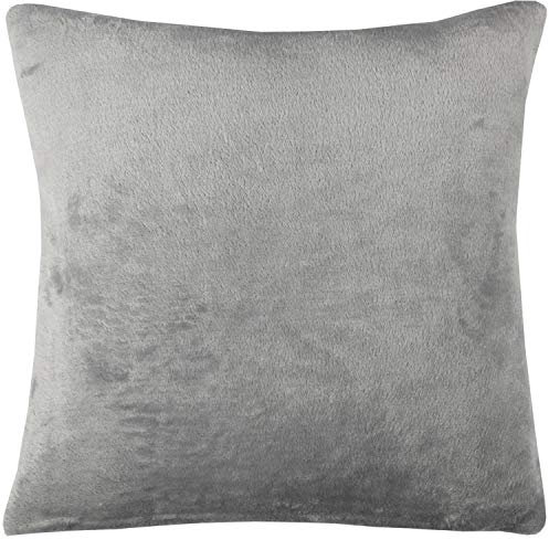 Bestlivings Flauschige Kissenhülle Celina (45 x 45 cm) - Kuscheliger Bezug mit Reißverschluss Grau ideal für Dekokissen und Sofakissen