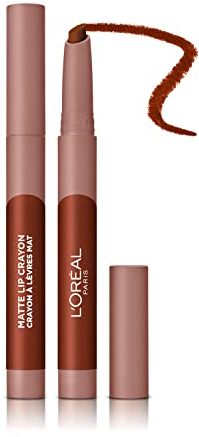L'Oreal Paris Infallible Very Matte Lip Crayon Lipstick, Smudge Proof, Red Lipstick, 109 Flirty Toffee, 1 kg
