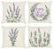 Bonhause 4er Set Kissenbezüge Blumen Lila 45 x 45 cm Lavendel Polyester Leinen Dekorative Kissenhülle Zierkissenbezüge für Sofa Schlafzimmer Wohnzimmer Auto Zuhause Dekoration