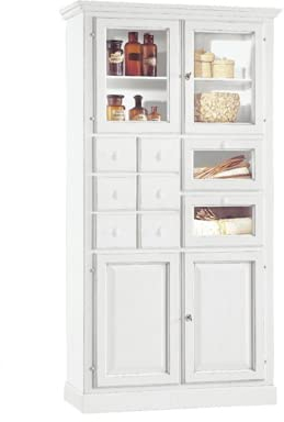 Mar.c.a. Design - Küchenschrank aus Pappelholz, Farbe Weiß matt, Schrank mit Schubladen, Hochschrank mit Kommode Arte Povera Made in Italy - Maße: 107 x 45 x 203 cm