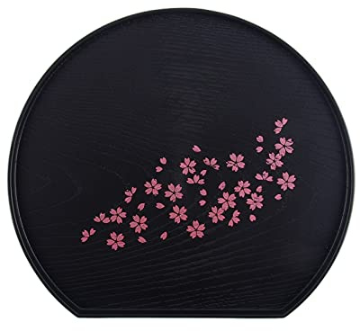 Cherry Blossom Pattern Tea Serving Tray, Half Moon Shaped, 8.8 x 7.8 inches, Made in Japan