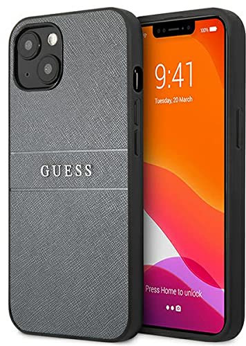 Guess GUHCP13SPSASBGR Hülle für iPhone 13 Mini 5,4 grau Saffiano Strap