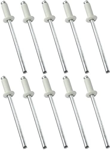 AERZETIX - C48079 - Lot de 10 Rivets aveugles standard Ø4x10mm - couleur blanc gris RAL 9002 - DIN 7337 - rivet pop à rupture de tige - en acier/aluminium